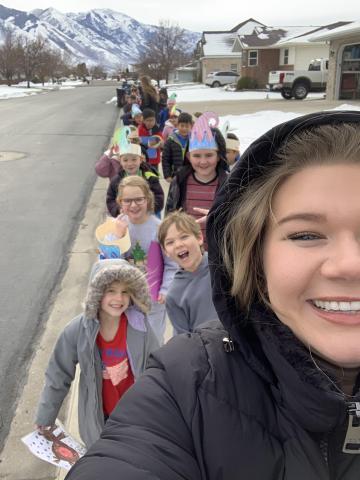 Before Christmas break, Larsen students walked over to Legacy House and sang some Christmas carols to them.  It was a very cold walk but it sure brought some Christmas cheer to the residents there!
