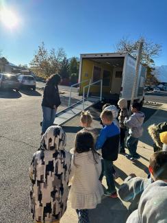 Monday, October 30, we got to have the Art Truck from the Utah Museum of Contemporary Art in Salt Lake City visit our school. Students got to see and learn about art pieces by Nina Elder. They also got to make some of their own art!