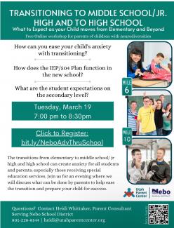 Free Online Workshop: What to Expect as your Child moves from Elementary and Beyond