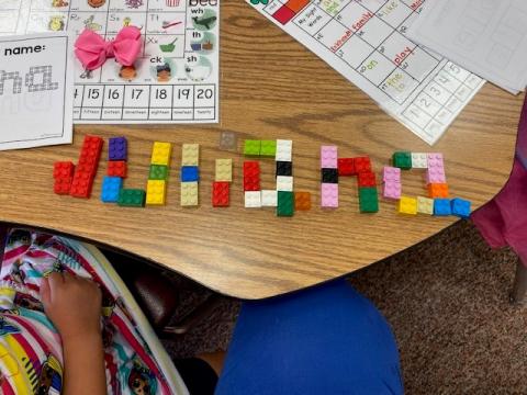 The kindergarteners at Larsen have been learning about their names.  They got to make their names with Legos yesterday.  It was hard but we are learning we can do hard things.  Way to go kids!