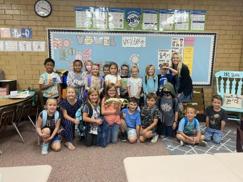 Mrs. Shaw's 2nd grade class won the Spirit Award two weeks in a row.  In order to win this award,  classes have to have the most students wearing school shirts or school colors.  Great job students for showing your Larsen pride!