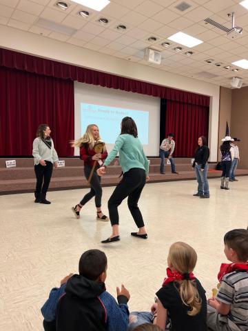 We are kicking off the month of April with the Fiesta Days Rodeo Reading Challenge. Today Larsen students learned about all the different events during a rodeo and  even got to participate in roping and barrel racing. Your child will be bringing home a calendar for them to keep track of the minutes they read.  They will be entered into a drawing for prizes at the end of the month. There is also a traveling trophy for the school that has the most minutes read. Please encourage your child to read.  Let's go L