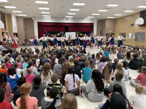 The BYU folk dancing team came and visited Larsen! They taught us about different cultures and dances from all over the world.  Their costumes were amazing too from the different countries.  Thanks for the exciting assembly.