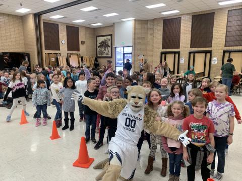 Larsen students were so excited for this assembly that was put on by Cosmo Cougar and BYU athletes.  The assembly is called Cougar Built and it focuses on these four areas: 