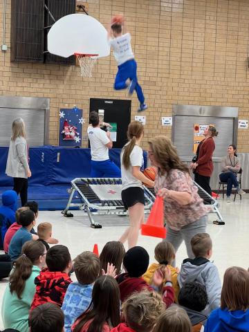 Larsen students were so excited for this assembly that was put on by Cosmo Cougar and BYU athletes.  The assembly is called Cougar Built and it focuses on these four areas: 