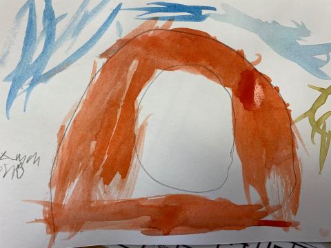 Kindergarten has  been learning about Utah symbols. Today they painted Delicate Arch!  They did such a great job!