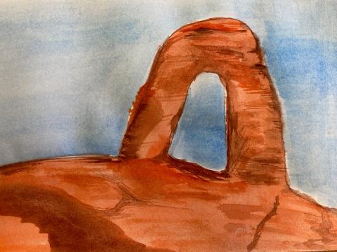 Kindergarten has  been learning about Utah symbols. Today they painted Delicate Arch!  They did such a great job!
