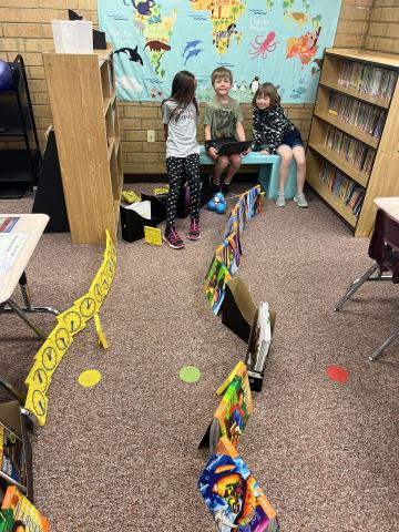 Mrs. Shaw's class had created fun mazes for our robots here at the school.  Great job second graders!