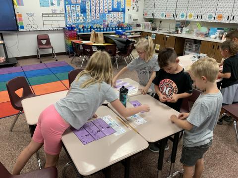 Our 2nd grade classes have been busy since starting the new school year.  They have been learning about number sense and number identification.  They have practiced being good friends and working together by building a pyramid with cups.  Then they celebrated Fun Friday by making cloud dough.  Great job 2nd graders!