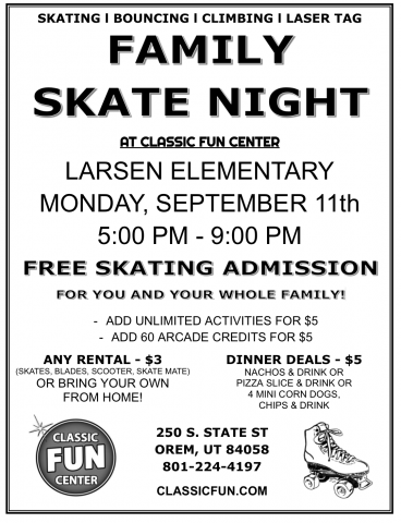Reminder: Tonight is Larsen Skate Night