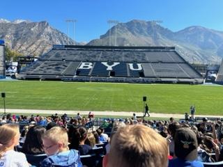 Larsen fifth graders had a great time learning from and playing with some sports hero's at BYU today.   