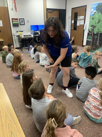 Second grade had some visitors from the aquarium come. We got to learn about the rainforest and the animals that live there.  