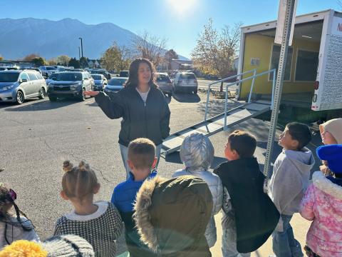 Monday, October 30, we got to have the Art Truck from the Utah Museum of Contemporary Art in Salt Lake City visit our school. Students got to see and learn about art pieces by Nina Elder. They also got to make some of their own art!