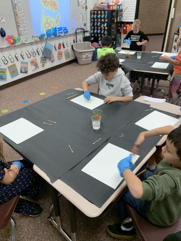 Mrs. Stallings class got to use a chemical reaction to create art. First,  they drew their hidden message with water and baking soda. Then they painted over it with tumeric and rubbing alcohol. As the ph levels changed, their secret message appeared in red!