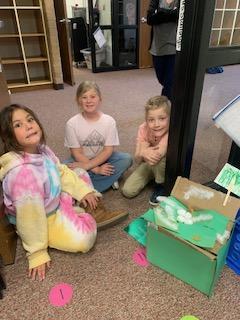 Mrs. Stallings’ class built leprechaun traps. They destroyed our classroom. Unfortunately, we didn’t catch them. Maybe next year!