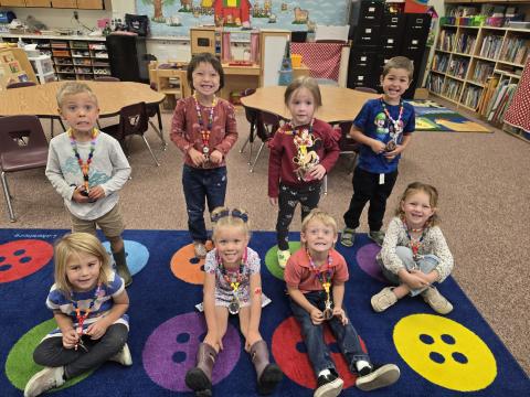 Our preschool class celebrated the first day of our spirit week by dressing up like a teacher.  Mrs. McAllister made them each a Larsen lanyard for each of them to wear.