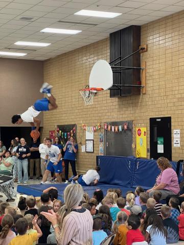  The BYU Cougar Strong and Dunk Team visited Larsen Elementary to teach students about being academically, socially and emotionally strong every day.   Cosmo also came with them and showed some of  his tricks too.  The students had a blast and learned some valuable lessons on how to be strong in all areas of their lives.