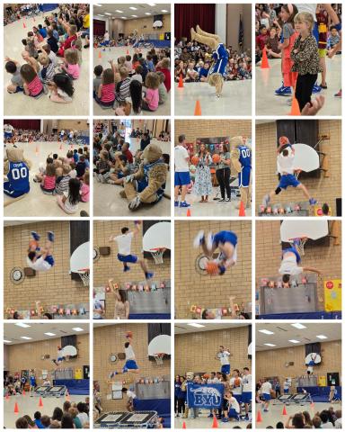  The BYU Cougar Strong and Dunk Team visited Larsen Elementary to teach students about being academically, socially and emotionally strong every day.   Cosmo also came with them and showed some of  his tricks too.  The students had a blast and learned some valuable lessons on how to be strong in all areas of their lives.