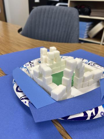 Mrs. Wilson's class finished the first part of our first BIG Unit of CKLA! To celebrate, we did a STEM activity to build castles inspired by the Middle Ages, which is what we have been learning about in language arts. We have so much fun challenging ourselves to include parts of real castles, like windows, moats, and turrets. It was hard to use sugar cubes, but we think we did a pretty good job!