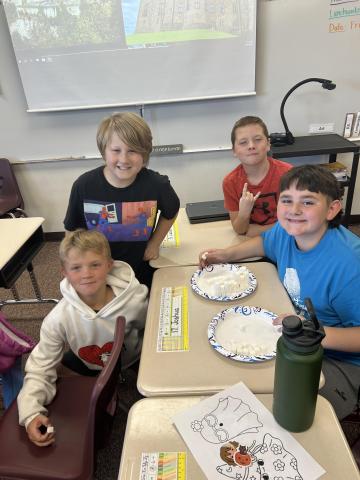 Mrs. Wilson's class finished the first part of our first BIG Unit of CKLA! To celebrate, we did a STEM activity to build castles inspired by the Middle Ages, which is what we have been learning about in language arts. We have so much fun challenging ourselves to include parts of real castles, like windows, moats, and turrets. It was hard to use sugar cubes, but we think we did a pretty good job!