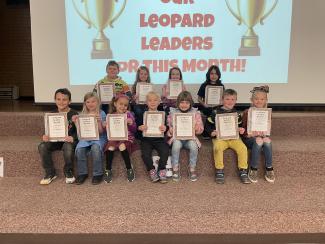 These students were our Leopards Leaders and our Principal's 200 Club winners.  The Leopard Leaders this month were recognized for their politeness to other students and staff.  The 200's Club winners all received golden tickets for various good deeds throughout the month.  Larsen is full of amazing students.  Congratulations to all of them!