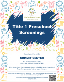 Title 1 Preschool Screening Information for 2022-2023 School Year