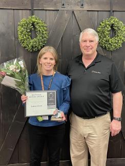 Laura Olsen was nominated by her peers to receive the Crystal Apple Award for Larsen Elementary.  Mrs. Olsen teaches 3rd grade here and is dedicated to helping her students succeed in their academics.  We are very fortunate to have her here at Larsen Elementary.  Congratulations Mrs. Olsen!