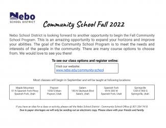 Nebo Fall Community School Classes