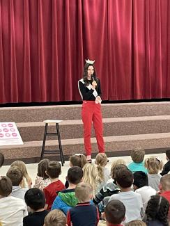 Miss Spanish Fork, Grace Ehinger, visited Larsen today and gave a wonderful assembly on kindness.  She also taught some sign language to the students.  Thank you to Miss Spanish Fork for coming to Larsen and teaching us about kindness and love!  