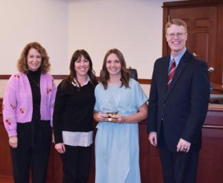 Mrs. Mackay received a PEAK award last week at school board meeting.  The PEAK (Positive Energy and Kindness) Award is presented monthly to someone in the Nebo School District who "really gets it" when it comes to providing exceptional customer service, which in turn results in positive impacts on everyone including students, parents, co-workers and members of the community