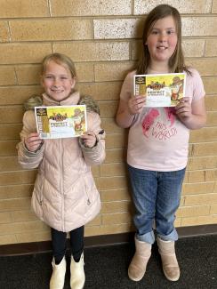 We have two students with perfect attendance so far this year here at Larsen.  They are Shelby Smith and Madeline Kober.  Each won a certificate for a free meal at Texas Roadhouse for not missing one day of school.  Congratulations girls and keep up the good work!
