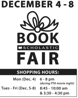 Scholastic Bookfair December 4th-8th